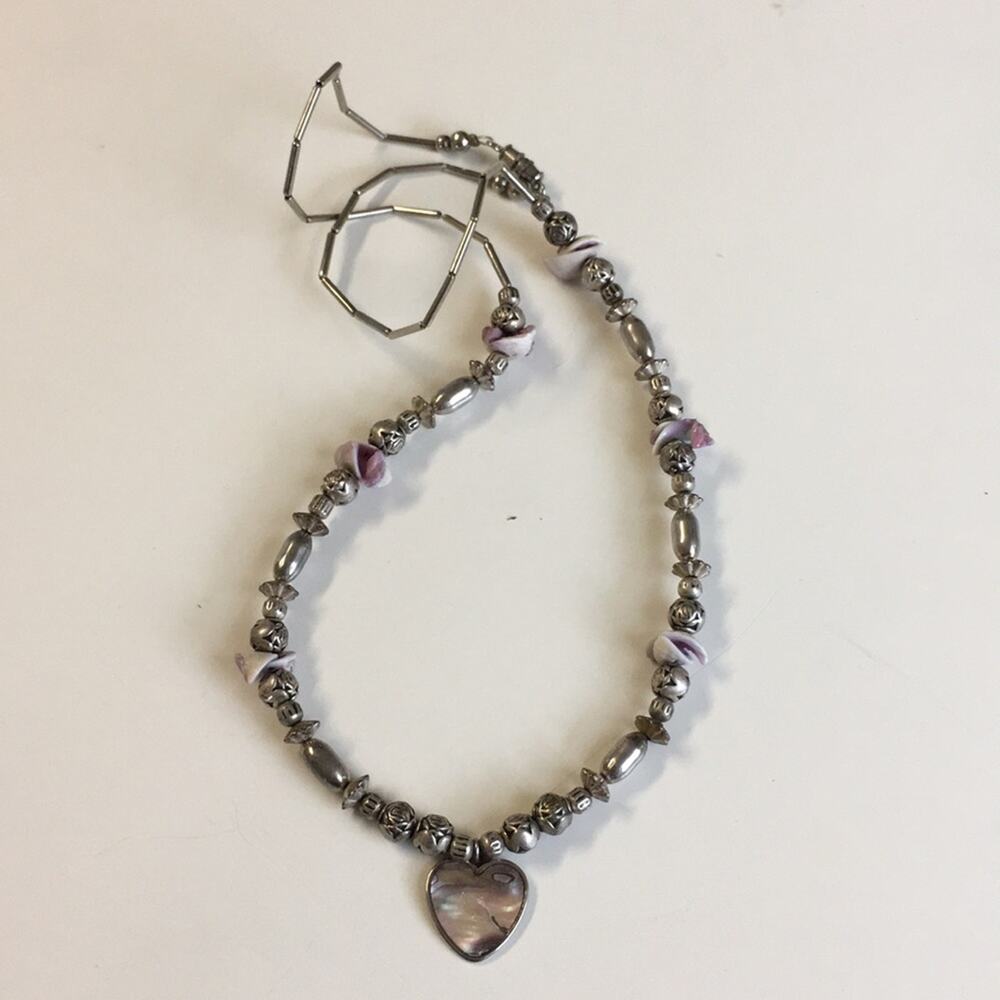 Mermaidcore Handmade silver in shell heart necklace
